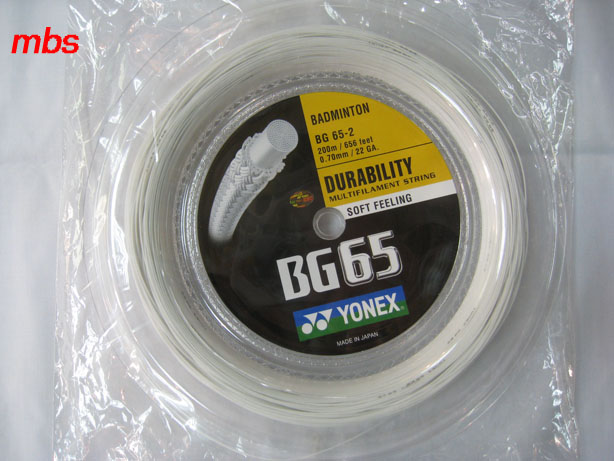 100% Genuine YONEX BG65 200 M Coil BG65-2 Badminton String White 